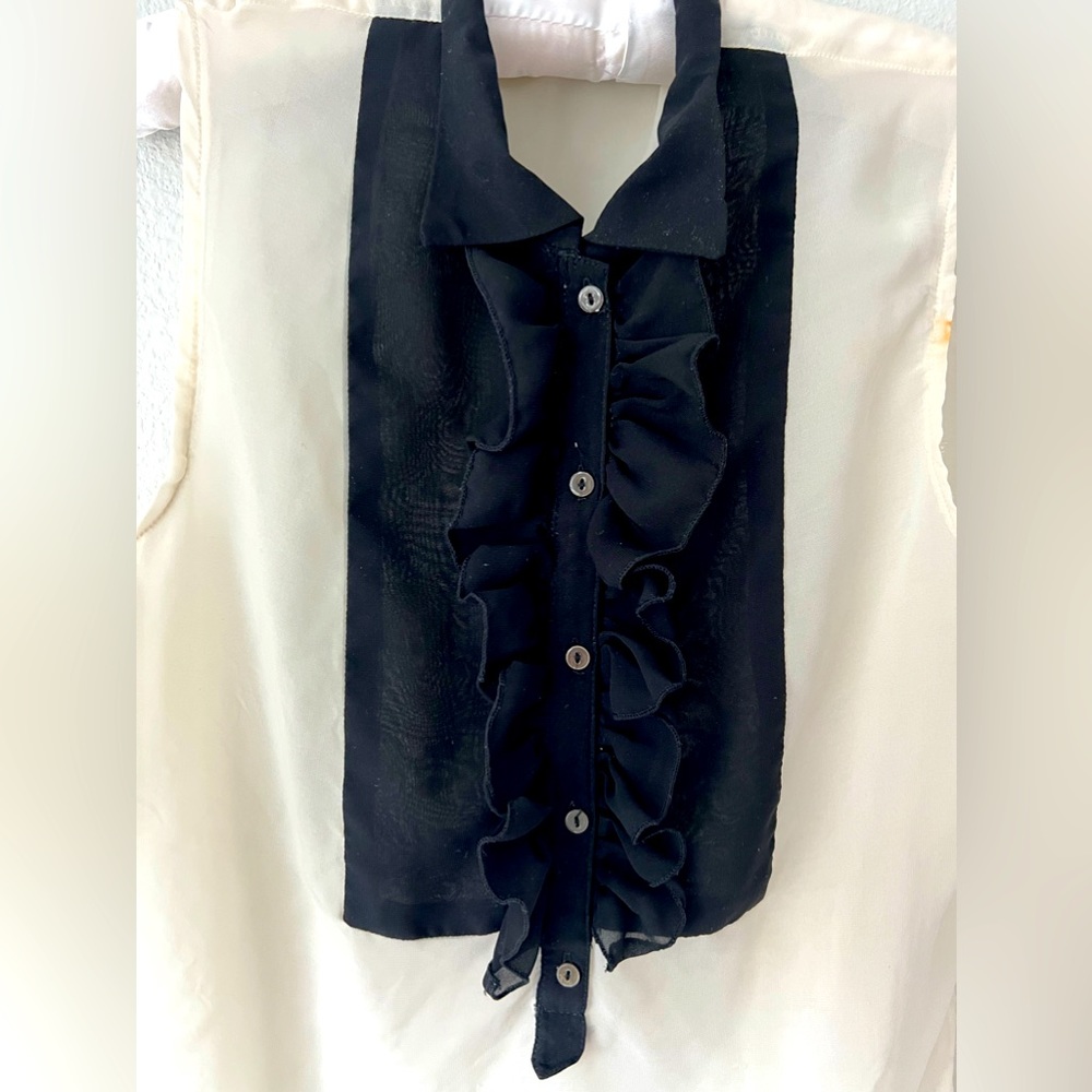 || ZARA BASIC || SLEEVELESS RUFFLE BLOUSE || - Picture 2 of 4